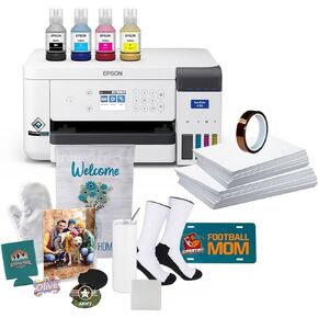 طابعة Epson Surecolor F170 Dye-Sublimation. يتضمن مجموعة كاملة من الحبر ، دليل المستخدم ، كابل طاقة التيار المتردد ، مجموعة بداية التسامي ، الشريط الحراري ، 8.5 "× 11" و 8.5 "× 14" SCF170