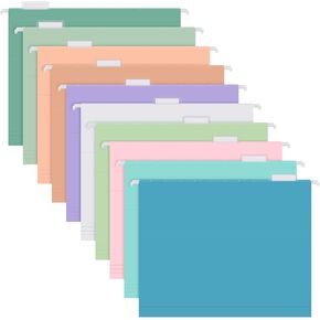 30 Pack Hanging File Folders, Letter Size with 1/5-Cut Adjustable Tabs, Pastel 10 Selected Color - File Folder Organizer for Filing Cabinet Office Home, Designed for Bulky Files, Medical Charts