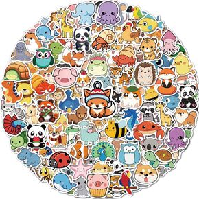 100 Pcs Animal Stickers for Kids, Cute Water Bottle Stickers for Kids Waterproof, Vinyl Laptop Kid Sticker Pack, Kid Classroom Prizes for Elementary Students