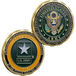 U.S. Army Soldier Military Challenge Coin - Gold Plated Commemorative Coin - Military Gift for Graduation, Awards & Collectibles