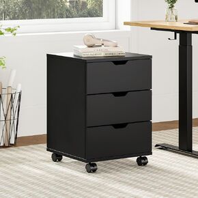Farini 3-Drawer تحت مكتب خزانة تخزين الملفات الخشبية مع قفل العجلات للمكتب المنزلي ، أبيض ، التجميع المطلوب