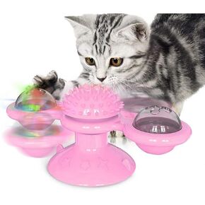 Interactive Windmill Cat Toys with Catnip : Cat Toys for Indoor Cats Funny Kitten Toys with LED Light Ball Suction Cup‖Cat Nip Toy for Cat chew Exercise
