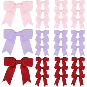 30 Pcs Twist Tie Bows Ribbon Twist Tie Bows for Gift Wrapping Treat Bags Satin Ribbon Twist Tie Bow for Wedding Birthday Party Christmas Premade Twist Tie Bow for Basket Craft (Pink Red Purple)