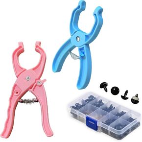 Safety Eye Tool with 270Pcs 5-30mm Safety Eyes Auxiliary Tool for Attaching Safety Eyes for Crocheting Safety Eyes Crochet Tools for Amigurumi Crochet (Red & Blue)