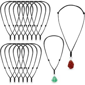 20Pcs Vintage Black Necklace Cord Rope Adjustable Double Knotted Handmade Craft Necklaces With Metal Ring for Hanging Pendants,14-26 Inches Thick 2 MM
