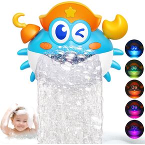 Bath Toys,Light Up Crab Bath Bubble Maker Bathroom Toys for Kids Ages 1-3 4-8,Bath Bubble Machine with Colourful Light Toddler Bathub Toy Great Birthday Gifts for Kids