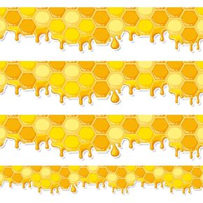 32.8Ft Summer Beehive Bulletin Board Border Yellow Honeycomb Die Cut Trim Border Roll for Bee Theme Party Back to School Classroom Chalkboard Wall Decoration