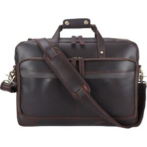 18" Full Grain Leather Briefcase Laptop Bag Shoulder Messenger Bag for Business or Travel Men' handbag