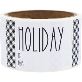 White Farmhouse Style Christmas Holiday Gift Tag Stickers 2 x 3 Inch 25 Total Labels