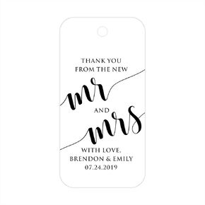 Thank You from The New Mr & Mrs Custom Personalized Wedding Gift Party Favor Bag Tags - 30 ct