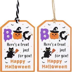 100pcs علامات Happy Halloween مع سلسلة ، علامات الهالوين للهدية ، علامات هدايا الهالوين ، هالوين بوو ، إليك علامة على علامات لك هدايا الحلوى.