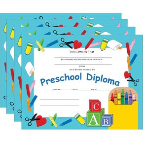 SHAPES ETC. 30pcs Preschool Diploma Recognition Certificates 11inx8.5in Colorful Award Kids Student Graduations Moving Up Ceremonies Achievement Days Banquets Academic Competitions USA Made