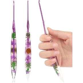Coopay Ergonomic Crochet Hook with Flower Plastic Grips, Crochet Hooks, Stylish and Unique, Ideal for Crocheting Blankets, Shawls, Hats, Scarves (D-3.0mm)