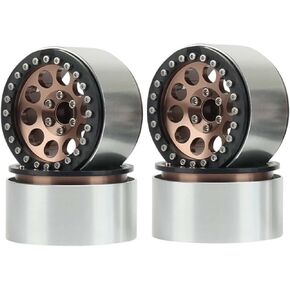 2.2" Beadlock Wheel Rims Aluminum Alloy Metal Wheel Hub for 1/10 RC Rock Crawler Car for Axial SCX10 RR10 Wraith TRX4 TRX6 D90 TF2 Upgrade Accessories(Bronze)