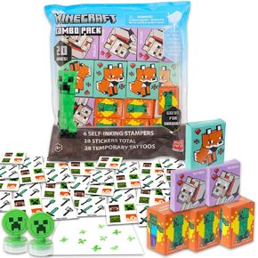 Minecraft Party Favors for 20 Guests Bundle ~ 20 Pieces Minecraft Favor Boxes with Stickers, Tattoos and Stampers for Kids Birthday Party | Minecraft Party Supplies and Decorations