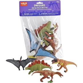 Wild Republic Stegosaurus, T Rex, Pteranodon, Baryonyx, phthalate-free plastics, 4 piece Dino Ploybag, Gifts for Kids