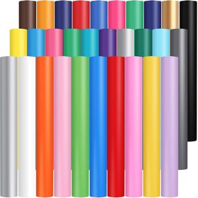 Honoson 30 Pack Permanent Vinyl for Cutting 12 Inch by 5 Feet Self Adhesive Vinyl Rolls Waterproof Outdoor for Home Decor Car Decal Sticker DIY Mug