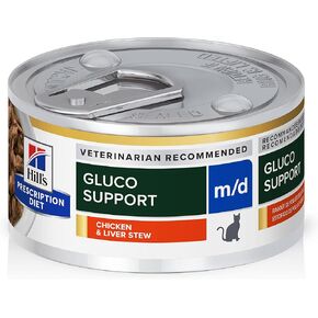Hill's Prescription Diet m/d GlucoSupport Chicken & Liver Stew Canned Cat Food, Veterinary Diet, 2.9 oz., 24-Pack Wet Food