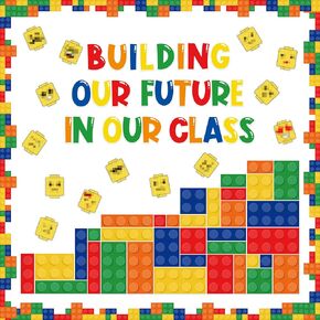 GaofanWai Building Future Foundation Cutouts - 138PCS Back to School Building Our Future In Our Class Blocks Cutout Classroom Bulletin Board Set First Day of School Building Cutout Boarders Wall Decor