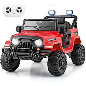 Costzon 12V Kids Ride on Truck Car, Electric Vehicle w/Remote Control, Threaded Wheels, 3 Speeds, LED Lights, Music, Horn & Wireless Connection, Battery Powered Ride on Toy for Boys & Girls 3+ (Pink)