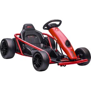 Aosom 24V 8.1 MPH Electric Go Kart, Drifting Car Battery Powered Ride on Toy Outdoor with Slow Start, Music, Horn Honking and Safety Belt, for 8-12 Years Old, Pink