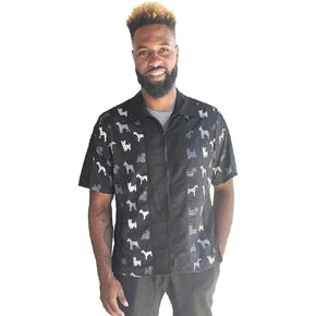 Ladybird Line Men's Terrier Print Pet Grooming Smock for Pet Groomers - (Large)