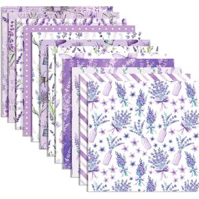 24 Sheets Purple Lavender Pattern Paper Lavender Scrapbook Paper with 12 Unique Designs 12"x12" Watercolor Butterfly Floral Flower Double-Sided Scrapbook Papers for DIY Card Making