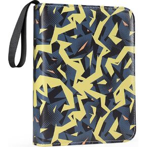 4 Pocket Card Binder, 3-Ring Trading Card Binder with Zipper for 400 Cards Collection, Black Yellow