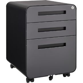 CuisinSmart 3 Drawer Mobile File Cabinet with Lock, Small Filing Cabinets 5 Wheel Anti-Tilt Design Rolling File Cabinet Fully Assembled (Except Casters) for Home Office Orange (White Natural)