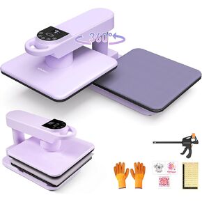 Whubefy Swivel Auto Heat Press Machine 15x15, 360° Swing Away Smart T-Shirt Printing W/Auto Release & Auto-Off, Adjustable Pressure & Higher Heating Height for HTV, Sublimation, Heat Transfer Projects