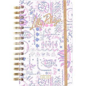 Lilly Pulitzer Medium Planner August 2025 - December 2026 ، جدول الأعمال الأسبوعي والتقويم الشهري ، الملصقات ، الجيوب ، الربط الحلزوني ، 5 "× 8.25" (Tis the Sea Sun)
