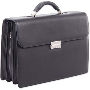 Milestone Briefcase, Fits Devices Up to 15.6", Leather, 5 x 5 x 12, Black