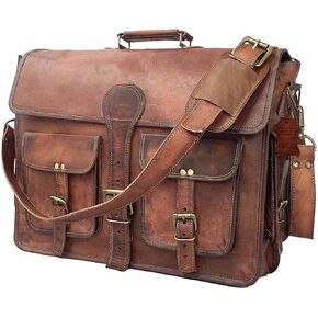 Madosh, Vintage Genuine Leather Laptop Briefcase Top Selling Brown Office Messenger Bag