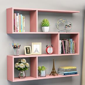 3 Tier Wood Geometric Bookcase, Wall-Mounted Decorative Shelf,Open Wall Shelf Modern Decorative，Modern Wood Storage Display for Living Room or Bedroom