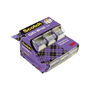 Scotch Giftwrap Tape, 3/4 in x 300 in, 3 Rolls - Satin-Finish Tape for Gift Wrapping