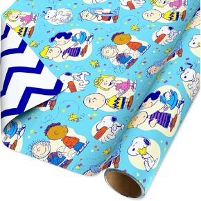 American Greetings 40 sq. ft. Reversible Peanuts Wrapping Paper for Birthday (1 Roll, 30 in. x 192 in.)