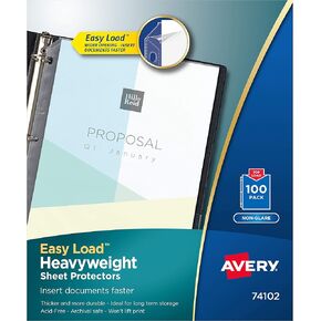 Avery 74102 Top Loading Non-Glare Poly Sheet Protectors, Heavy, 100 per Box (74102)
