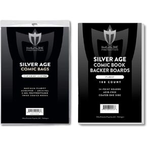 Max Protection Comic Book Bags and Boards (100 Bags and 100 Boards) - Premium Protector for Your Favorite Silver Age Comic Books - Crystal Clear Acid Free Comic Book Sleeves and Backing Boards
