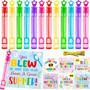 Mini Bubble Wands End of The Year Gifts for Students Bulk with Gift Cards from Teacher Party Favors Preschool Kindergarten Classroom Supplies 12Pcs