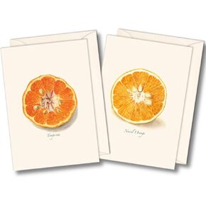 Earth Sky + Water - Citrus Assortment Notecard Set - 8 Blank Cards with Envelopes (4 each of 2 styles)