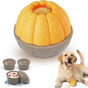 Interactive Dog Toy with Frozen Treat Molds and Peanut Butter Grooves, Durable Dog Puzzle Toy for Medium to Large Dogs, Enrichment Chew Toy, BPA & PVC-Free, Dark Brown