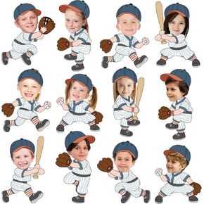 90 PCS Baseball DIY Cutouts Sports Ball Cuts Cartoon Baseball Player Cutting With 150 PCS Glue Points for Classs Classroom Boardin Party Party Photo