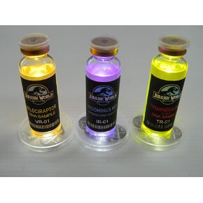 Dead Head Props Jurassic World Dino DNA Pack Halloween Movie Cosplay Prop Real Medical Vials with Free LED Lighted Display Disc