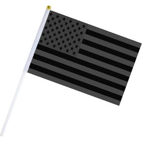 50 حزمة All Black American Flag Hand Hand Small Flag USA Flag Flag Flag Round Top National Country Flags ، مستلزمات زخارف الحفلات للمسيرات ، أحداث المهرجانات.