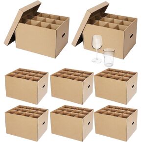 8 Pack Wine Glass Moving Boxes Kitchen Moving Boxes with Handle Kitchen Kit with Lid for Dish Glassware(20 x 15 x 12 Inch)
