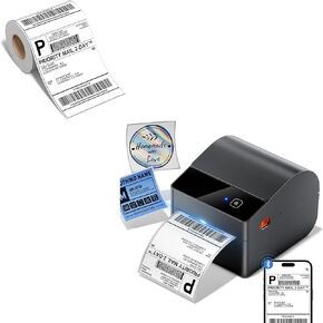 A64M Bluetooth Shipping Label Printer with 4x6 Roll Thermal Labels 100pcs