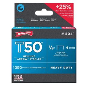 Arrow Fastener 50424 1/4" T50 Staples