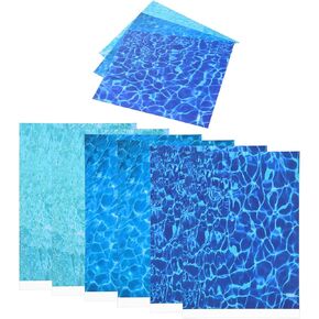 Ripple Water Sticker 6 Sheets Ocean Diorama Supplies Paper Self Adhesive Pearlescent Ripple Stream for Lake River Miniature Home Decor
