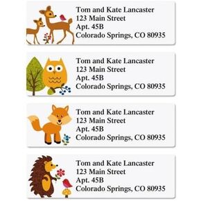 Woodland Small Return Address Labels (4 Designs) - Set of 240 2" x 5/8" Self-Adhesive, Flat-Sheet labels