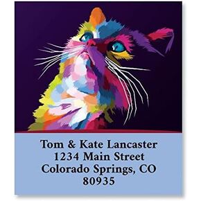 Cat Pop Personalized Return Address Labels - Set of 144, Self-Adhesive, Large Flat-Sheet Select Labels, by Colorful Images
